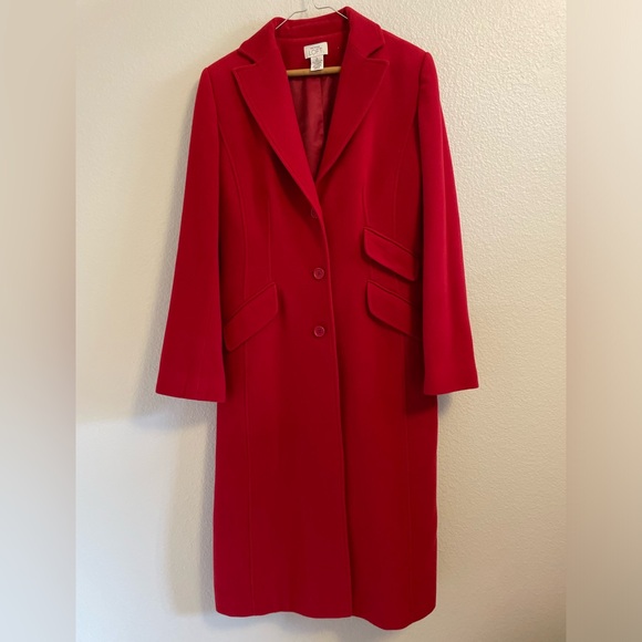 Zara Jackets & Blazers - Loft Virgin Wool Blend Trench long Coat Red Size 8